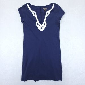 Lilly Pulitzer Women's Dress‎ Size Small Navy Blue White Pima Cotton Stretch